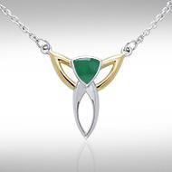Black Magic Silver & Gold Art Deco Triangle Necklace MNC096
