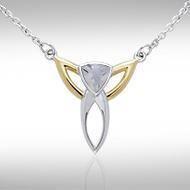 Black Magic Silver & Gold Art Deco Triangle Necklace MNC096