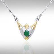 Black Magic Art Deco Triangle Silver & Gold Necklace MNC097