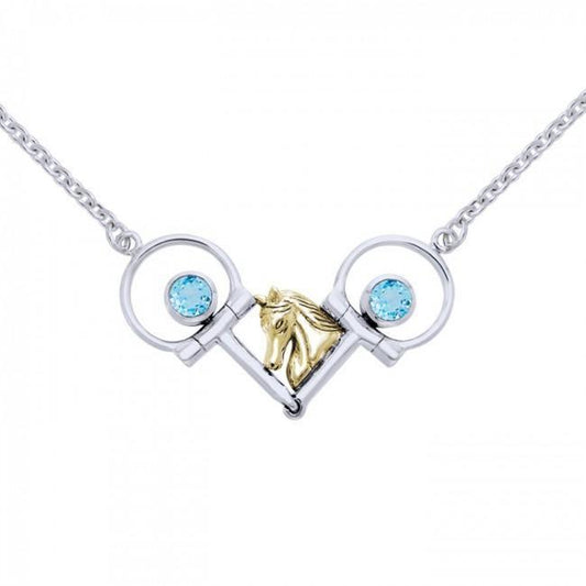 Friesian Horse and Bit Silver & Gold Necklace MNC132