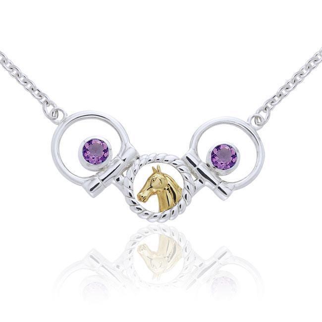 Draft Horse and Bit Silver & Gold Necklace MNC133