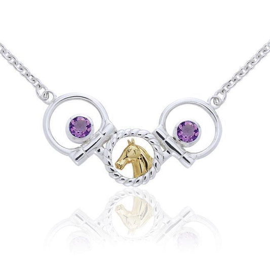 Draft Horse and Bit Silver & Gold Necklace MNC133