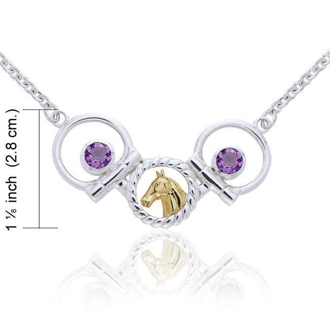Draft Horse and Bit Silver & Gold Necklace MNC133