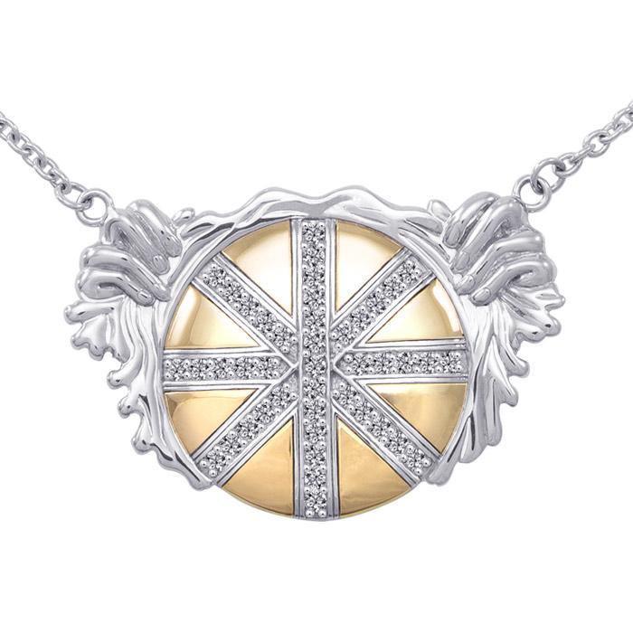 Breathtaking work of art  ~ Dali-inspired fine Sterling Silver Necklace in 18k Gold overlay accented with Champagne and White Diamonds
