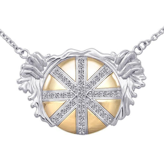Breathtaking work of art  ~ Dali-inspired fine Sterling Silver Necklace in 18k Gold overlay accented with Champagne and White Diamonds