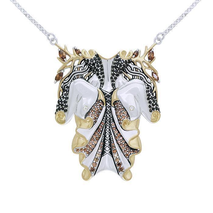 Dali-inspired fine Sterling Silver Body Shape Jewelry Necklace in 14k Gold accent