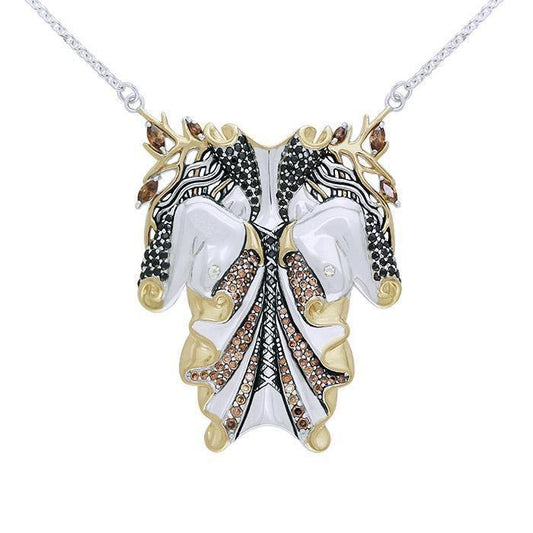 Dali-inspired fine Sterling Silver Body Shape Jewelry Necklace in 14k Gold accent