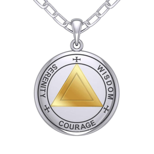 Sigil Seal of The AA Recovery Silver with 14K Gold Accent Necklace MNC558 - peterstone.dropshipping