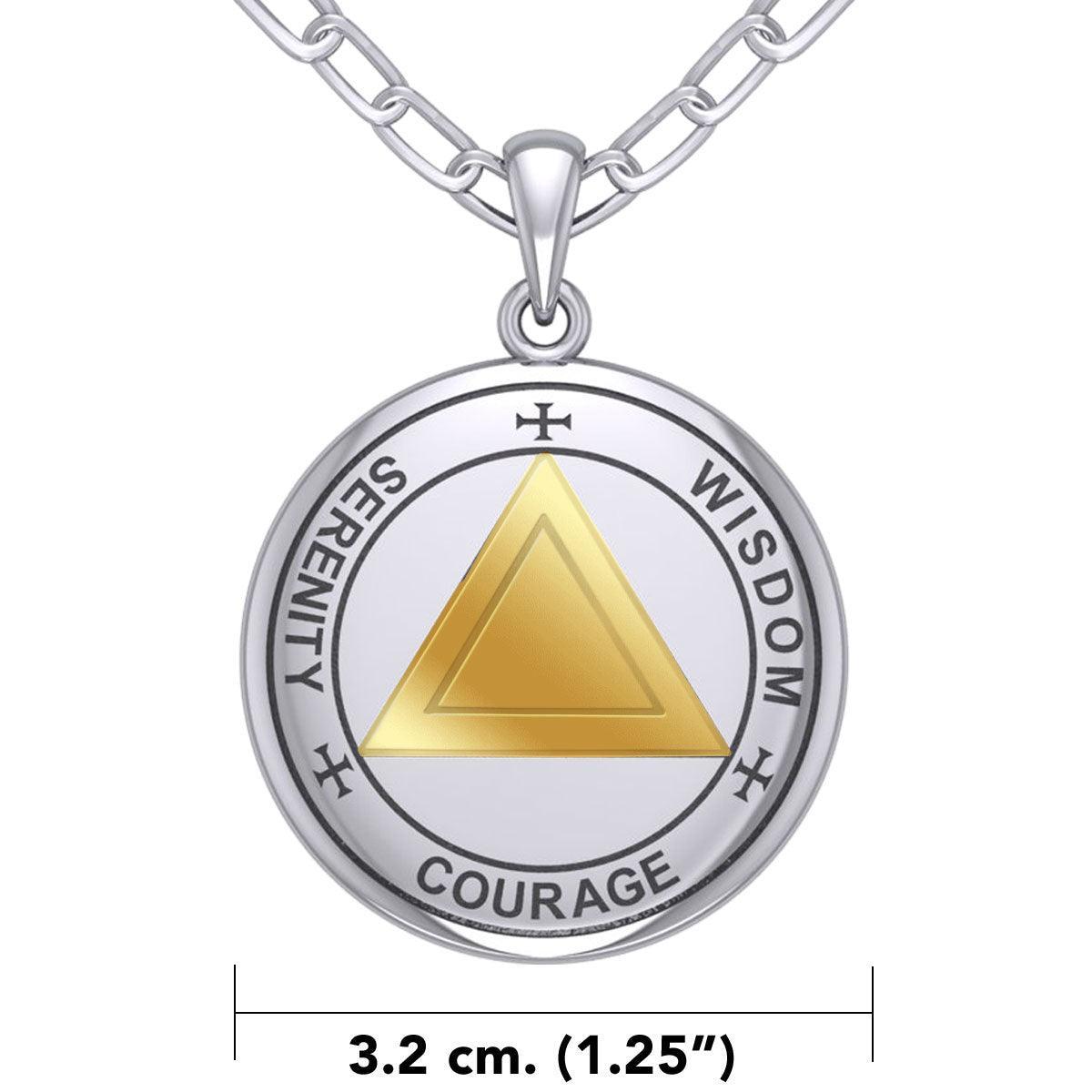Sigil Seal of The AA Recovery Silver with 14K Gold Accent Necklace MNC558 - peterstone.dropshipping