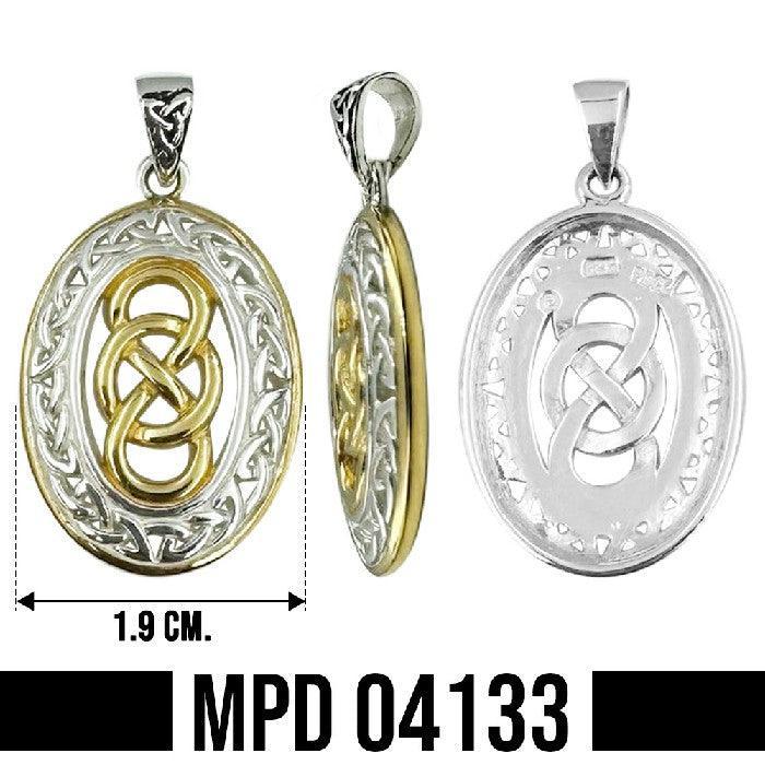 Celtic Knotwork Sterling Silver with 14K Gold accent Pendant MPD4133 - peterstone.dropshipping
