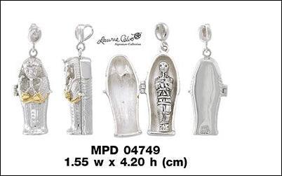 Egyptian Mummy Sarcophagus Protection Silver and Gold Pendant MPD4749