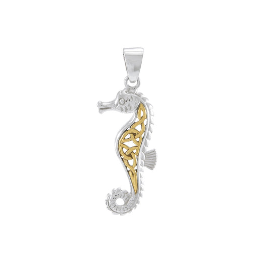 Celtic Seahorse Sterling Silver with Gold Accent Pendant MPD055