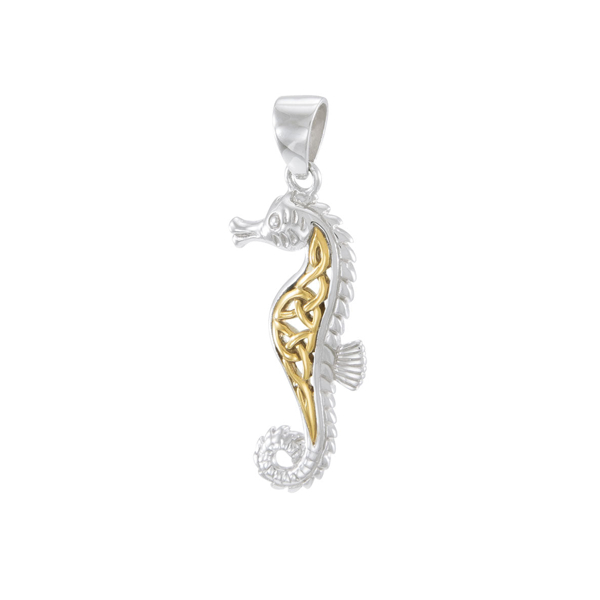 Celtic Seahorse Sterling Silver with Gold Accent Pendant MPD055