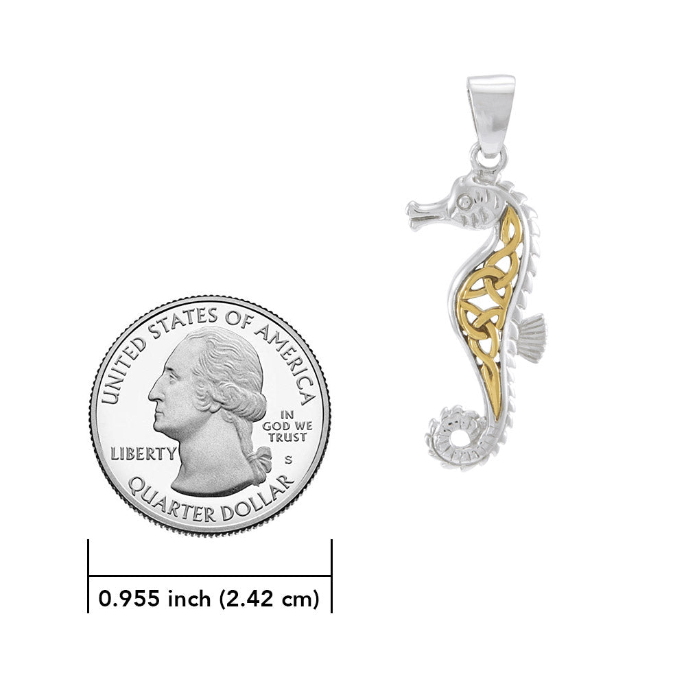 Celtic Seahorse Sterling Silver with Gold Accent Pendant MPD055