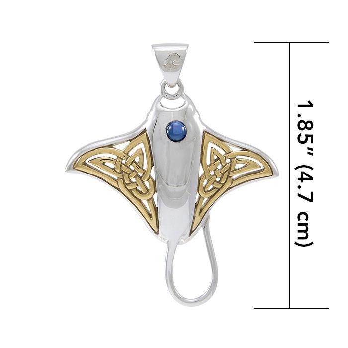 Celtic Manta Ray Sterling Silver and Vermeil Gold Accent Pendant MPD072 - Jewelry