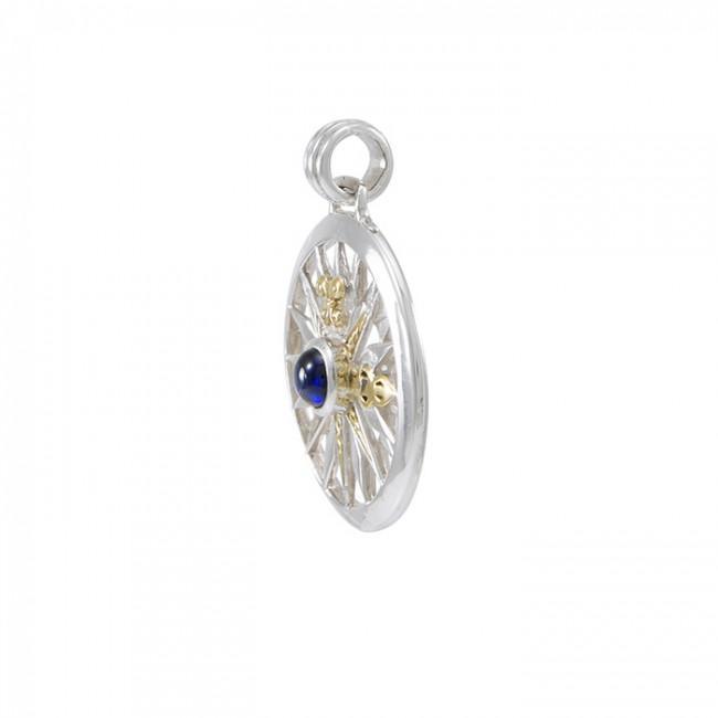 Guided by the Celtic Fleur de Lis Compass ~ Sterling Silver Pendant Jewelry with 14kt gold accent and gemstones MPD075