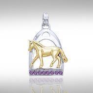 Horse and Stirrup Silver & Gold Pendant MPD1086