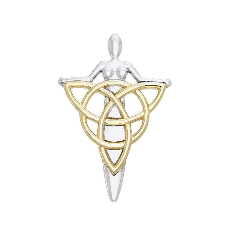 Celtic Danu Goddess Triquetra Silver with Gold Accent Pendant MPD1203