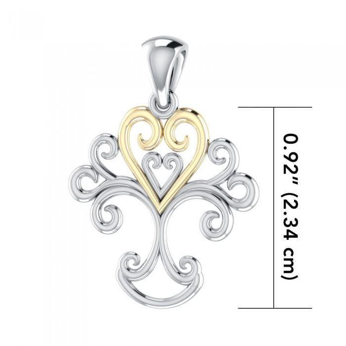 Heartfelt Tree of Life ~ 14k Gold accent and Sterling Silver Jewelry Pendant MPD1220