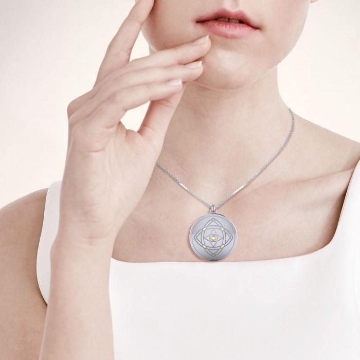 Hold your focus ~ Be Focused ~ A Sterling Silver Jewelry Pendant Mandala with 14k gold accent MPD1262