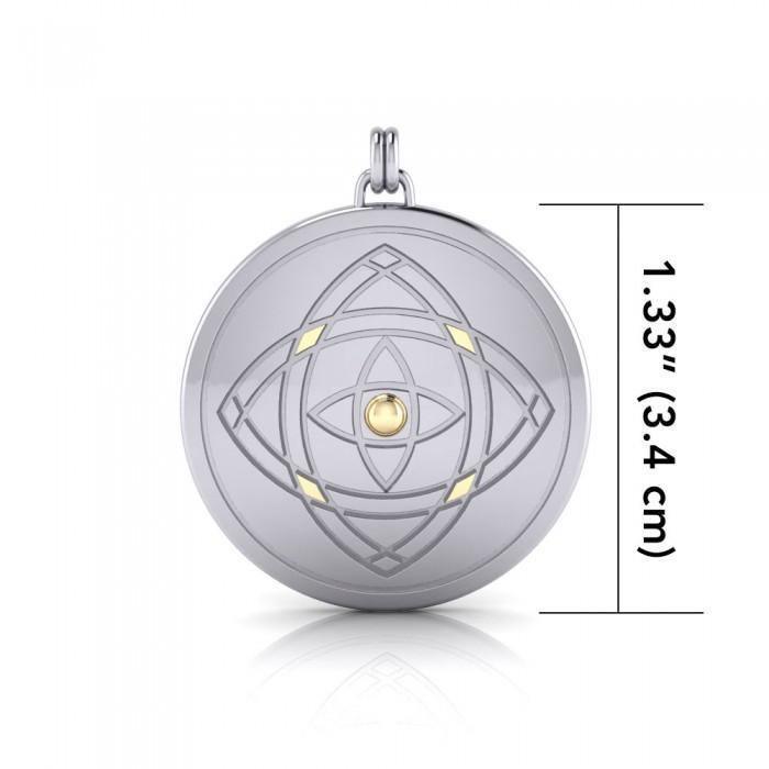 Hold your focus ~ Be Focused ~ A Sterling Silver Jewelry Pendant Mandala with 14k gold accent MPD1262