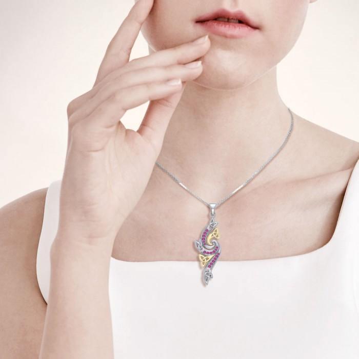 Everything is part of a cycle just as the seasons are ~ Sterling Silver Celtic Triquetra Pendant Jewelry with 14k Gold and Gemstones MPD1272