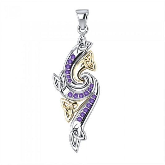 Everything is part of a cycle just as the seasons are ~ Sterling Silver Celtic Triquetra Pendant Jewelry with 14k Gold and Gemstones MPD1272