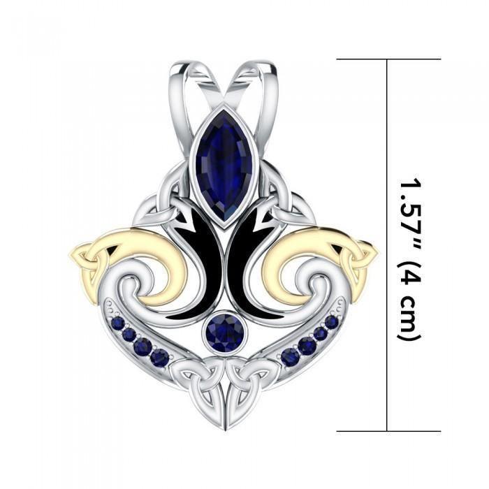 Look beyond your life’s endless journey ~ Sterling Silver Celtic Triquetra Pendant Jewelry with 14k Gold accent and Gemstone MPD1273
