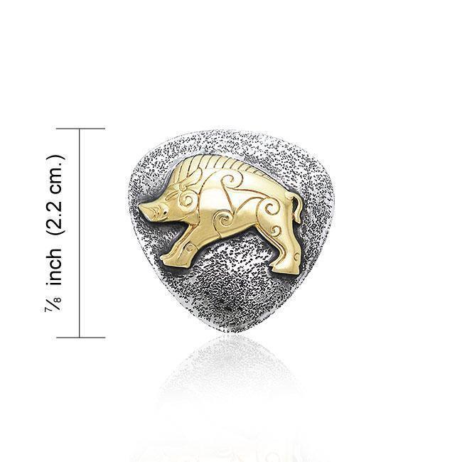 Celtic Boar Silver and Gold Accent Pendant MPD1725