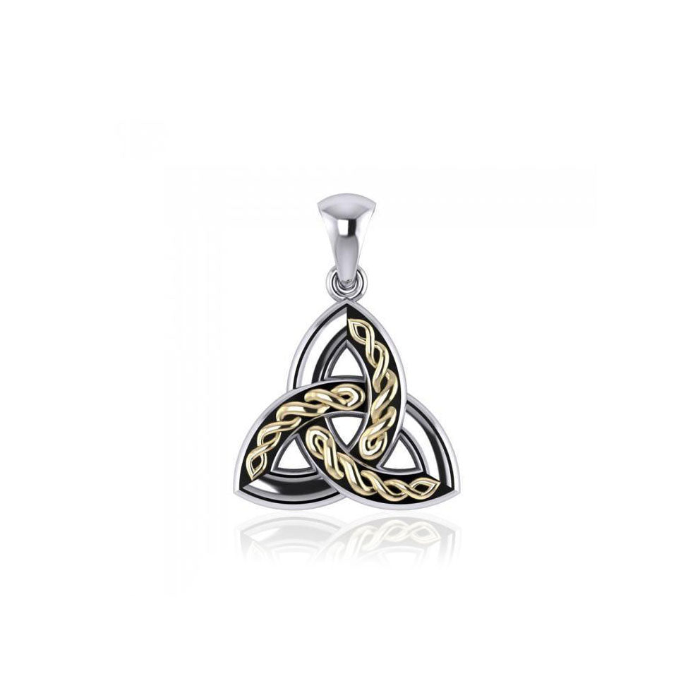 Braided Celtic Trinity Knot Silver & 18K Gold Accent Pendant MPD1812