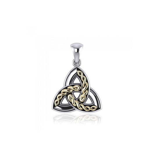 Braided Celtic Trinity Knot Silver & 18K Gold Accent Pendant MPD1812