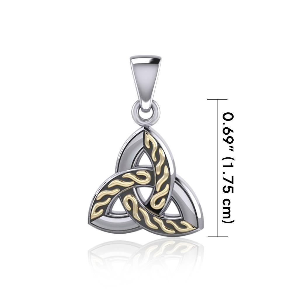 Braided Celtic Trinity Knot Silver & 18k gold accents Pendant MPD1812 - Wholesale Jewelry
