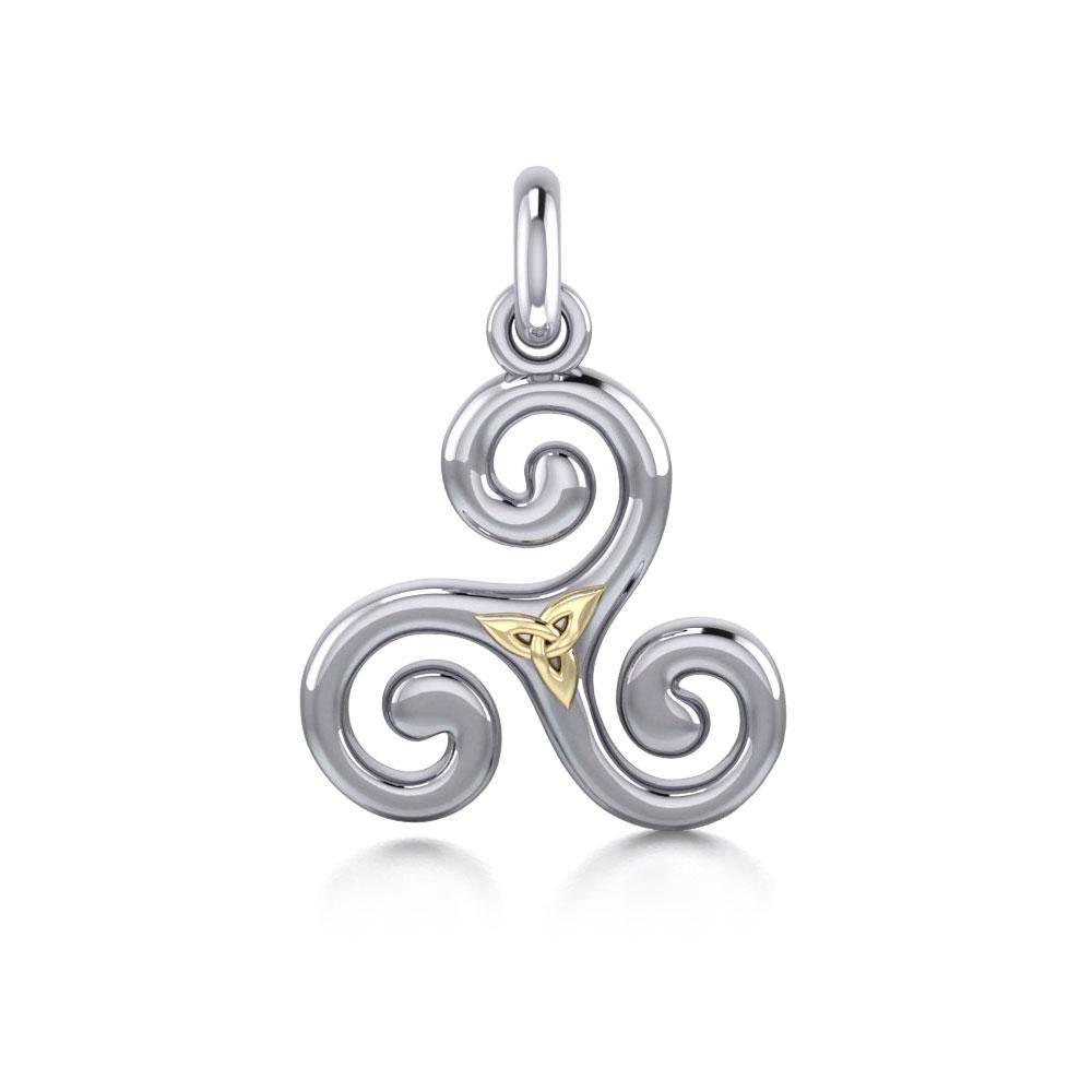 Celtic Triskele Silver & Gold Pendant MPD1815