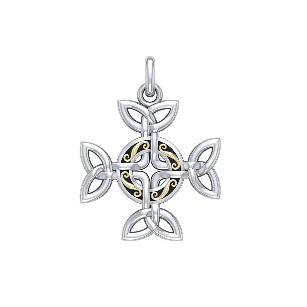 Celtic Knotwork Cross Silver and Gold Pendant MPD1816