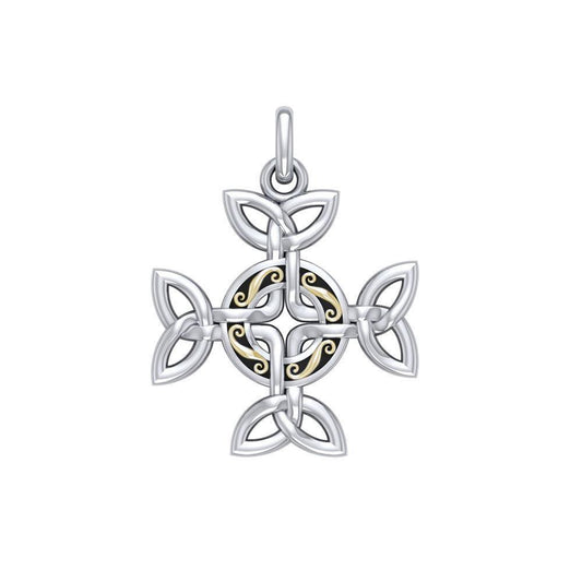 Celtic Knotwork Cross Silver and Gold Pendant MPD1816