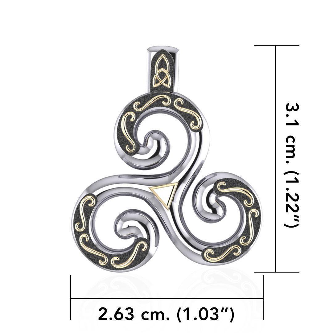 Celtic Triskele Silver and Gold Accent Pendant MPD1818