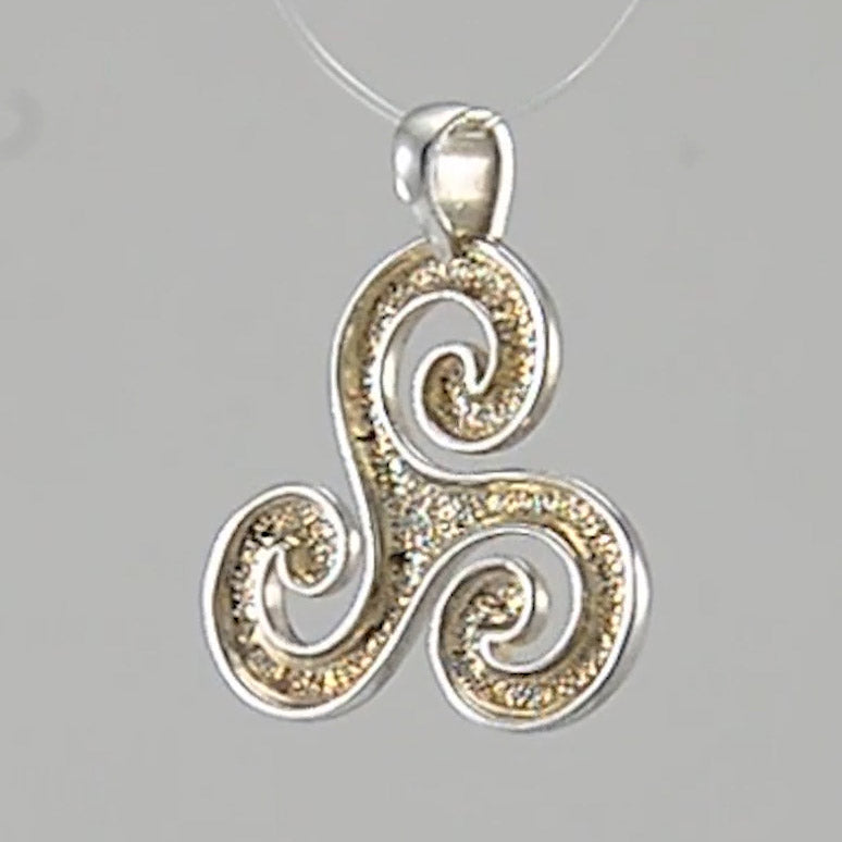 Celtic Triskele Silver and 18K Gold Accent Pendant MPD1818