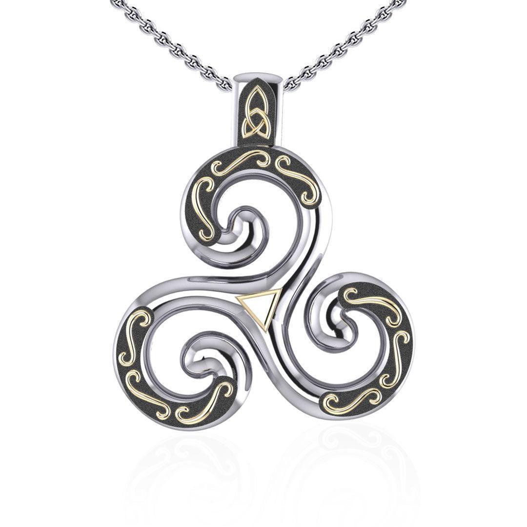 Celtic Triskele Silver and Gold Accent Pendant MPD1818