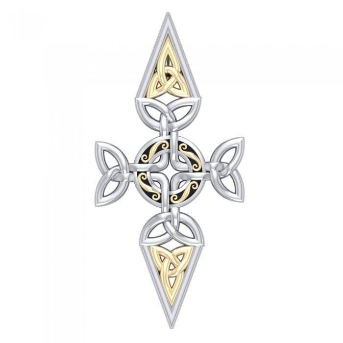 Celtic Trinity Cross Silver & Gold Pendant MPD1820