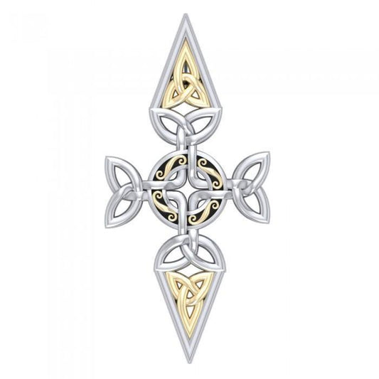 Celtic Trinity Cross Silver & Gold Pendant MPD1820