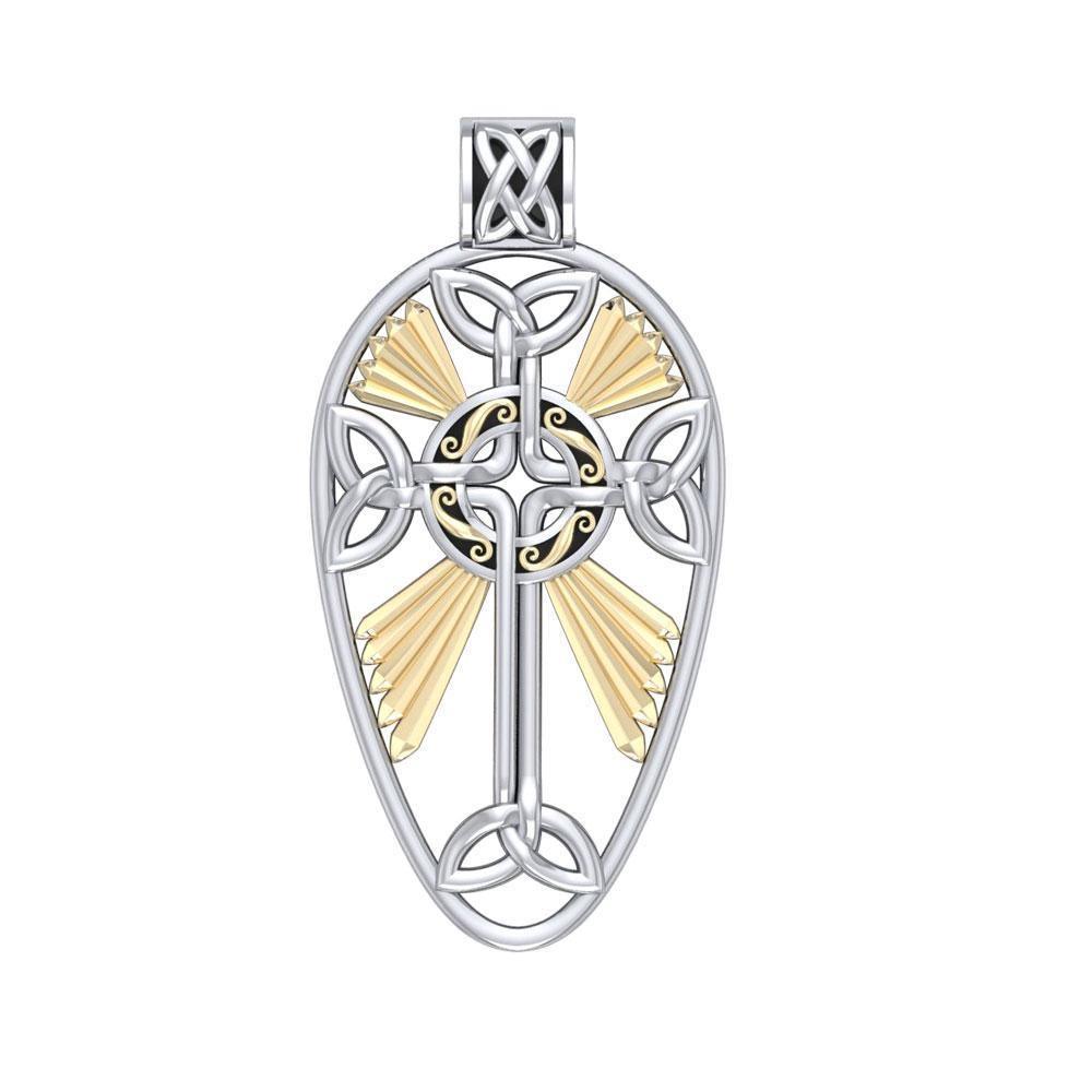 Celtic Knotwork Cross Silver & Gold Pendant MPD1821