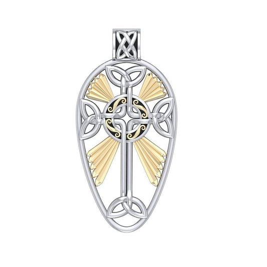 Celtic Knotwork Cross Silver & Gold Pendant MPD1821
