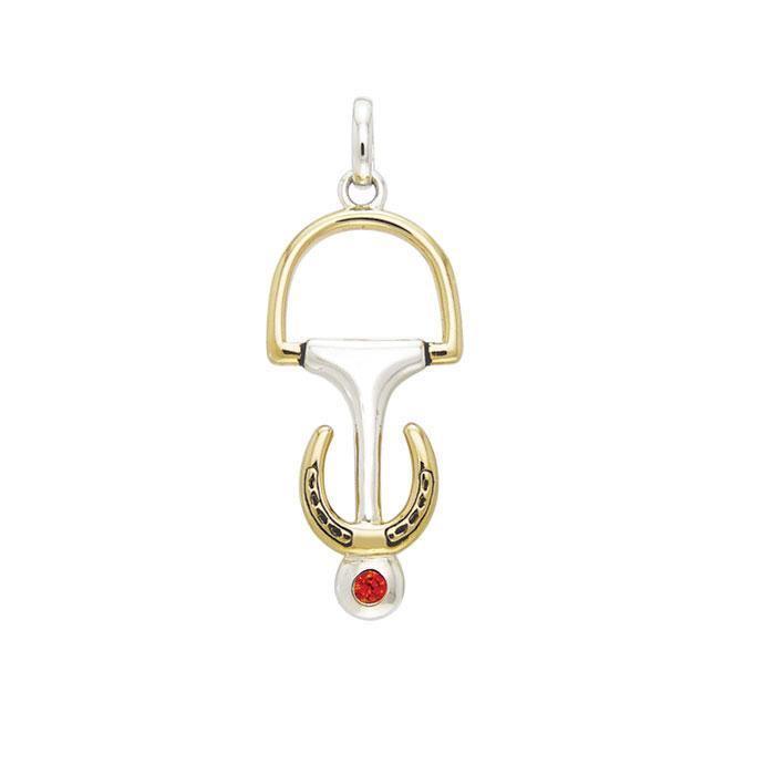 Horse Bits and Horseshoe Silver and Gold Pendant MPD2245