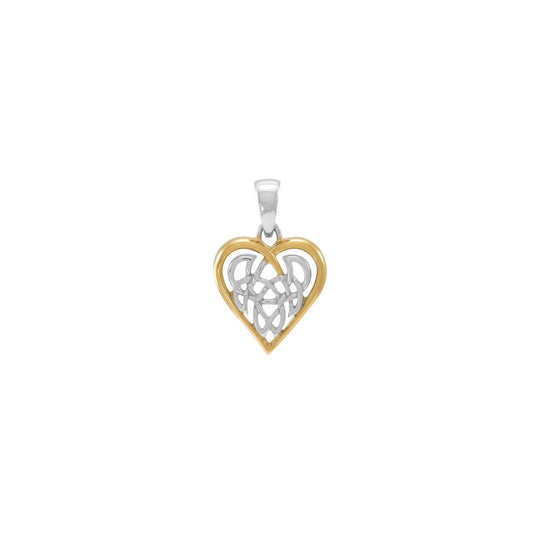 Celtic Knot Heart Silver and 18K Gold Accent Pendant MPD2332*