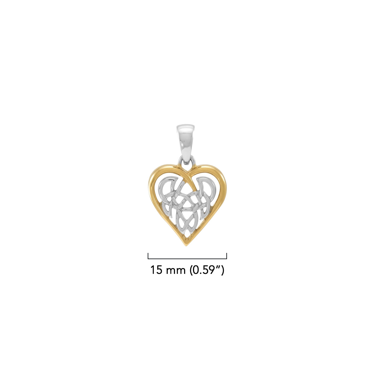 Celtic Knot Heart Silver and 18K Gold Accent Pendant MPD2332*