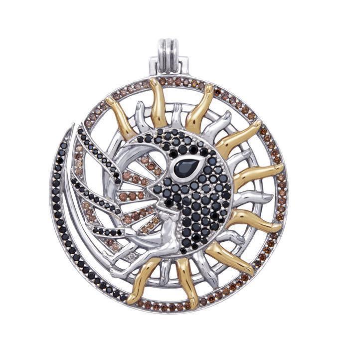 Walk in the Sun’s path~ Dali-inspired fine Sterling Silver Jewelry Pendant in 14k Gold accent MPD2652