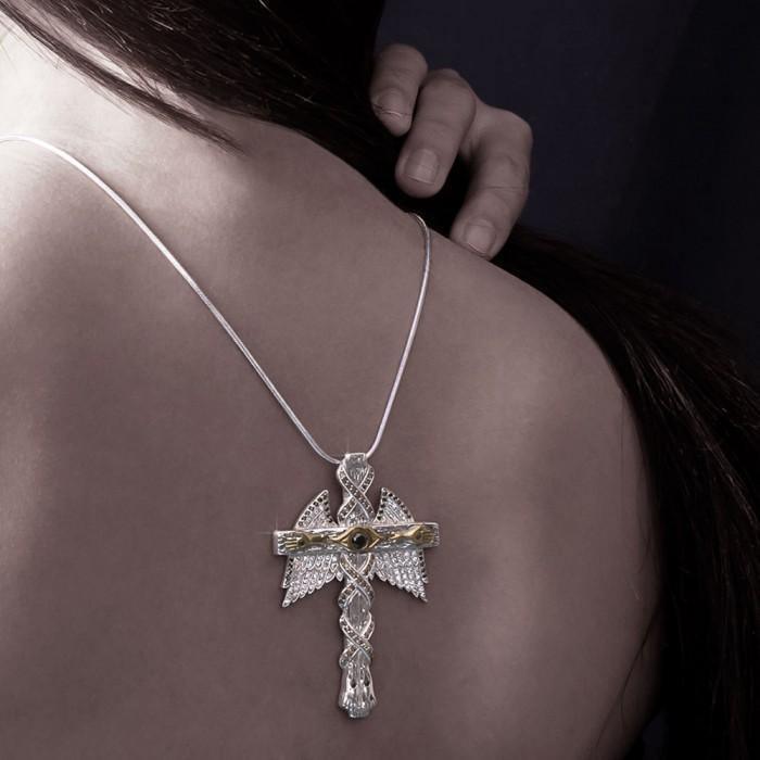 Believe in thy Cross ~ Dali-inspired fine Sterling Silver Jewelry Pendant in 18k Gold accent MPD2653