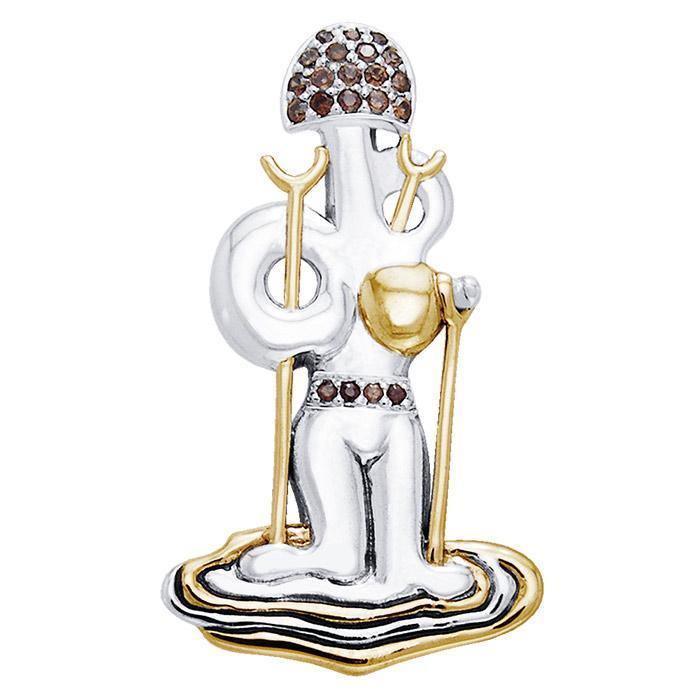 Dali-inspired fine Sterling Silver Jewelry Pendant in 18k Gold accent MPD2654