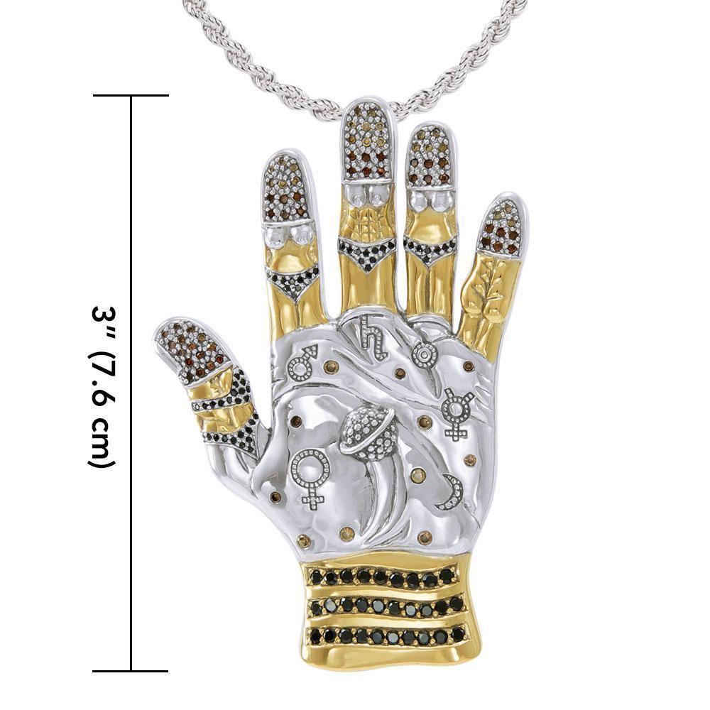 Art in the palm of your hand ~ Dali-inspired fine Sterling Silver Jewelry Pendant in 18k Gold accent MPD2656