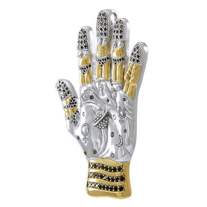 Art in the palm of your hand ~ Dali-inspired fine Sterling Silver Jewelry Pendant in 18k Gold accent MPD2656